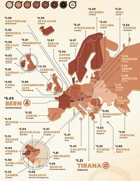 mapa del café europa