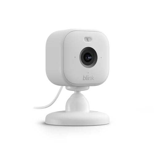 Nueva Blink Mini 2 | Cámara de seguridad inteligente HD con enchufe, visión nocturna en color, foco integrado, audio bidireccional, detección de movimiento, compatible con Alexa (blanco)