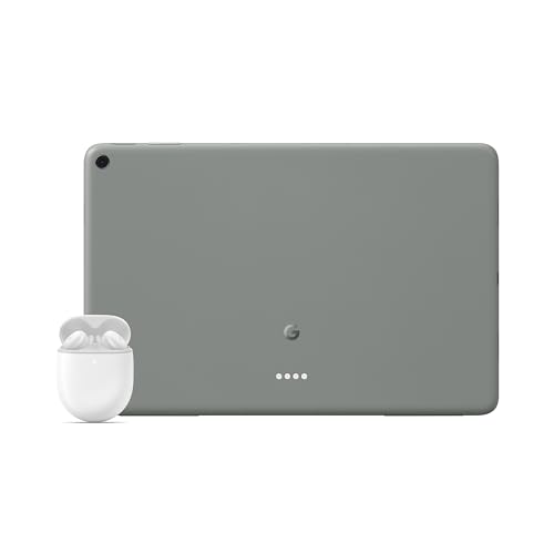 Google Pixel Tablet - Tablet Android con pantalla de 11 pulgadas y batería de duración extralarga - 8 GB de RAM - 128 GB de almacenamiento – Verde liquen + Pixel Buds A-Series – Blanco