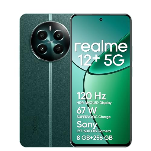 realme 12+ Teléfono Móvil 5G, 8+256GB, Cámara para Retratos Sony LYT-600 OIS, Pantalla AMOLED ultrafluida de 120 Hz, Conjunto de Chips Dimensity 7050 5G, Gran batería de 5000 mAh, Verde