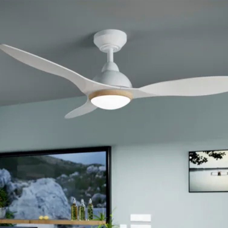 Ventilador de techo con luz motor DC Creta blanco color luz regulable 122 cm