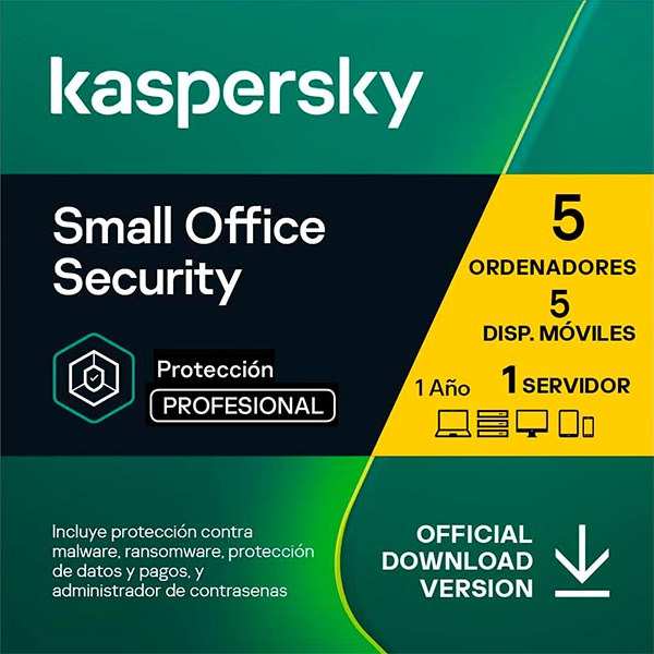 Kaspersky Small Office Security (precio para 5 usuarios; se puede adquirir hasta para 50 usuarios)